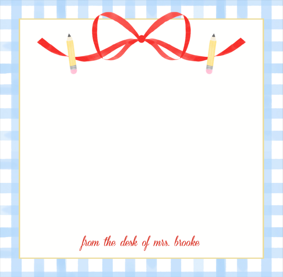 School Bow with Pencils Notepad