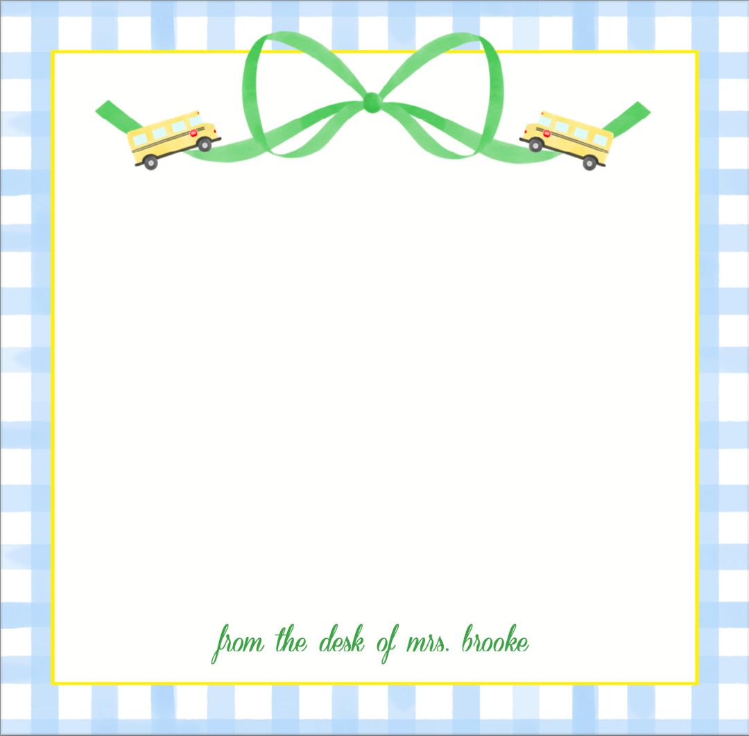 School Bow with Bus Notepad