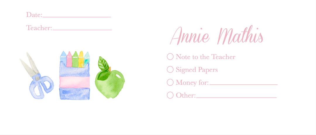 Pastel Girls School Supplies Communication Envelope