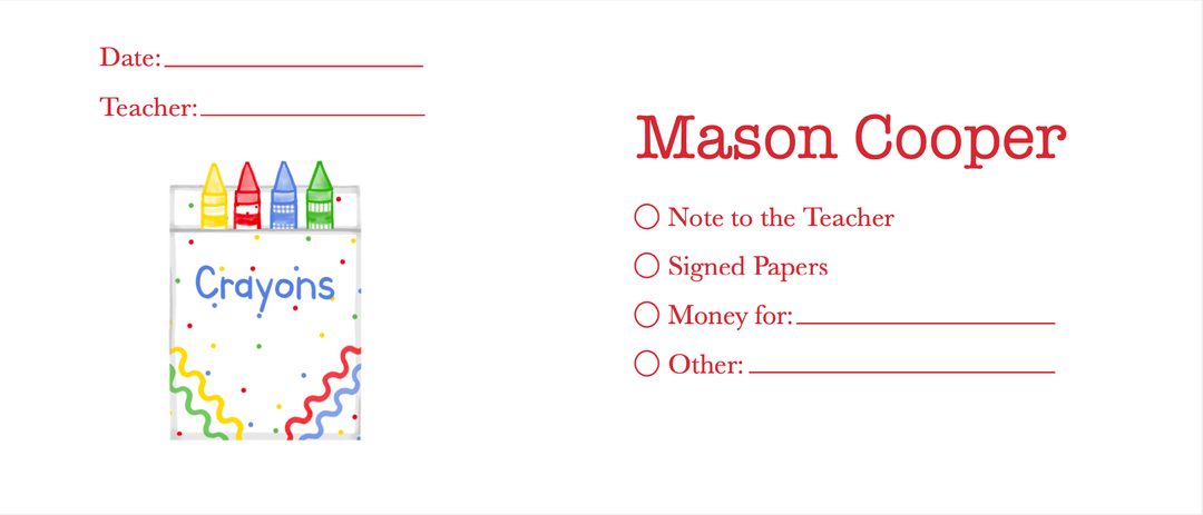Primary Crayon Box Communication Envelope