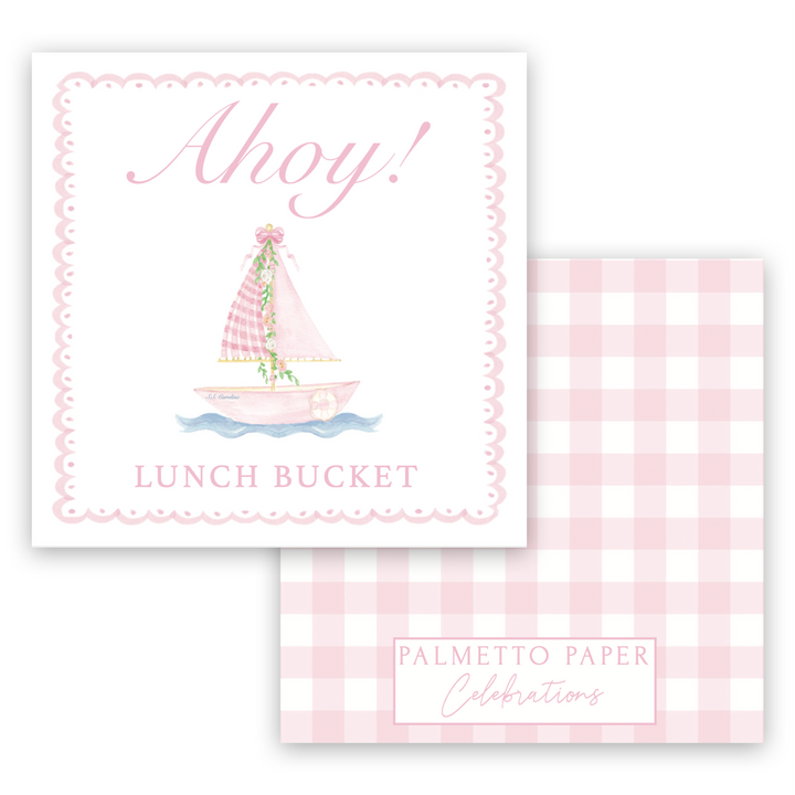 Ahoy Lunch Bucket Enclosure Cards or Gift Tags - Pink