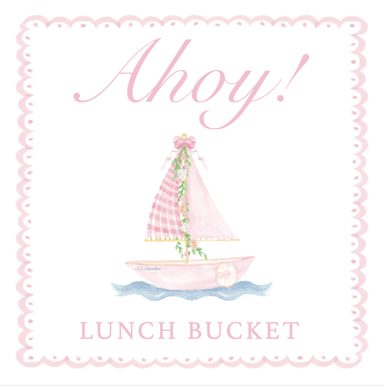 Ahoy Lunch Bucket Enclosure Cards or Gift Tags - Pink