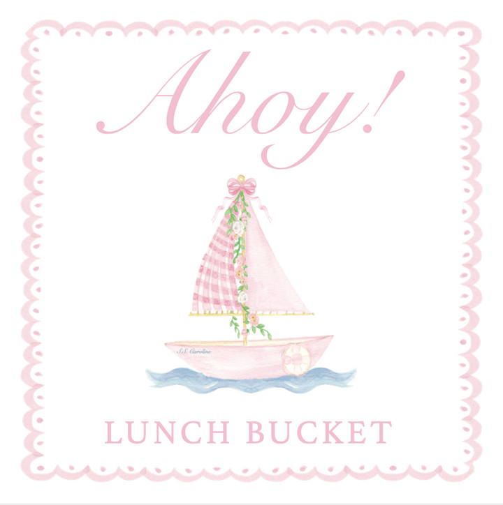 Ahoy Lunch Bucket Enclosure Cards or Gift Tags - Pink