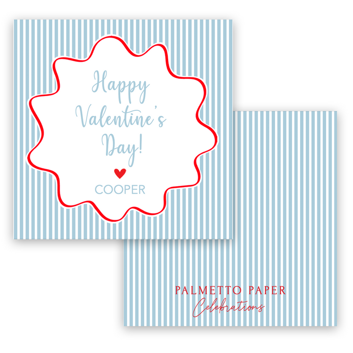 Blue Stripe with Wavy Border Valentine