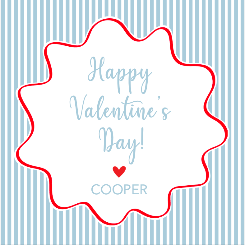 Blue Stripe with Wavy Border Valentine