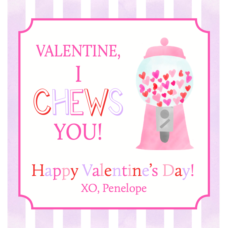 I Chews You (Purple) Valentine