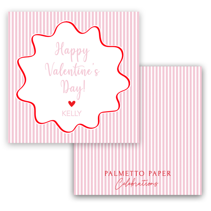 Pink Stripe with Wavy Border Valentine