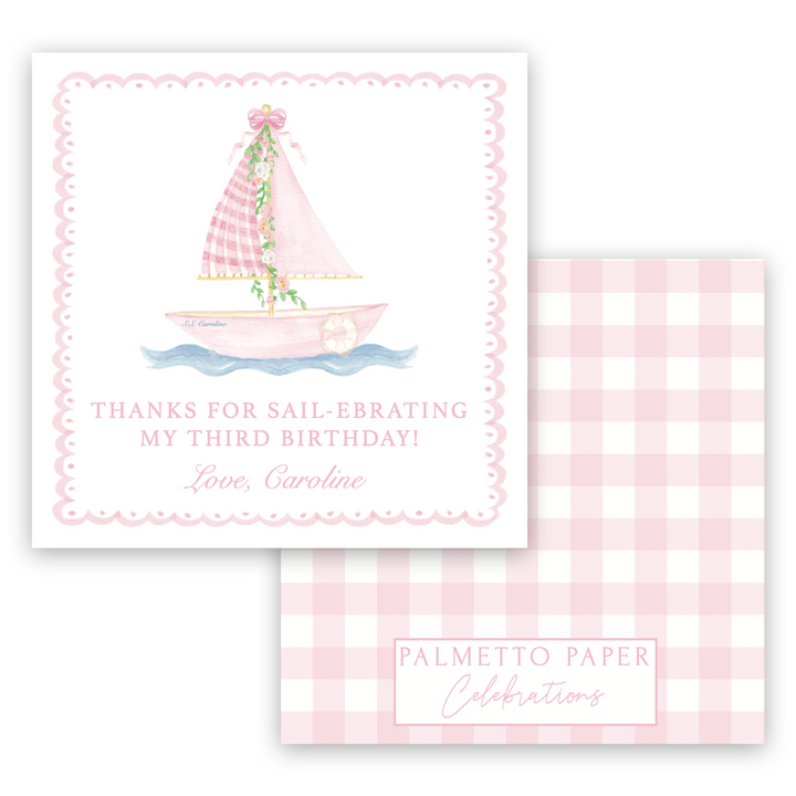 Sailboat Enclosure Cards or Gift Tags - Pink