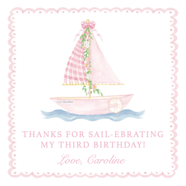 Sailboat Enclosure Cards or Gift Tags - Pink
