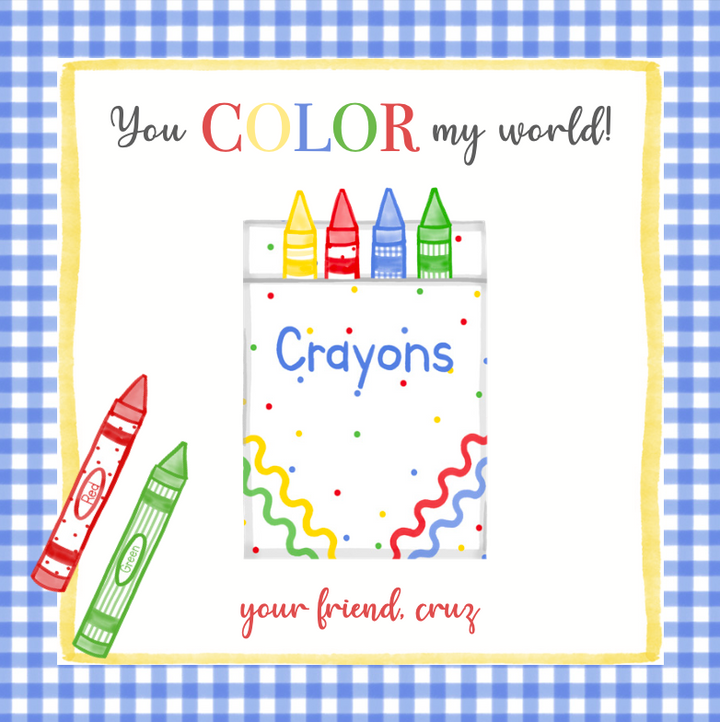 You Color My World (Crayons) Valentine