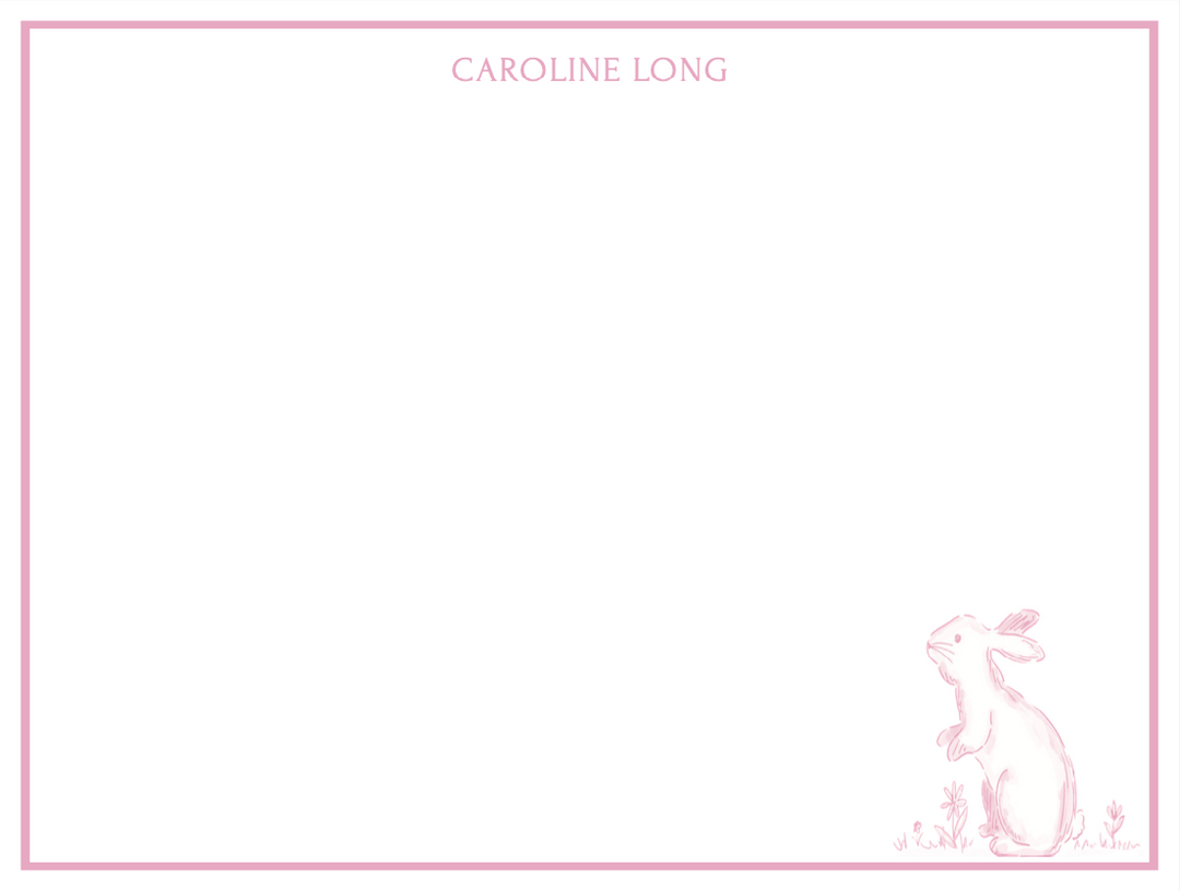 Toile Rabbit Notecards - Pink