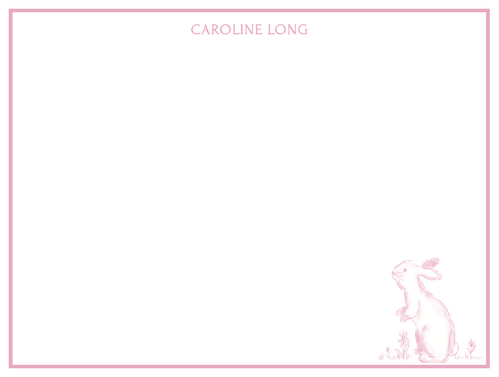 Toile Rabbit Notecards - Pink