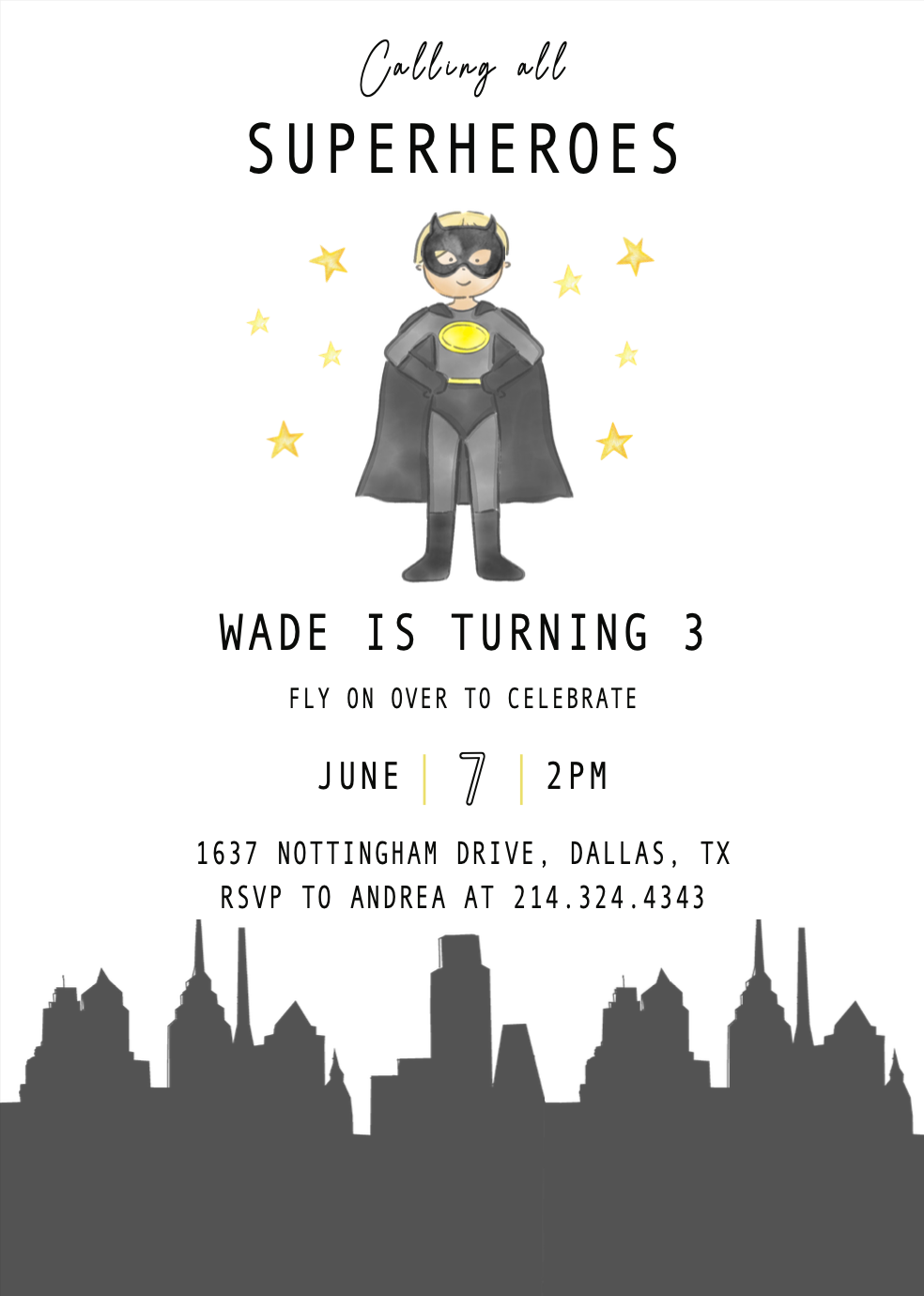 Batman Birthday Invitation