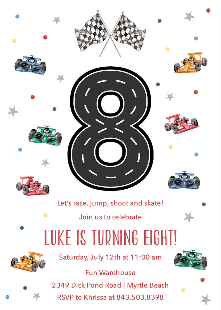 Go Kart Birthday Invitation
