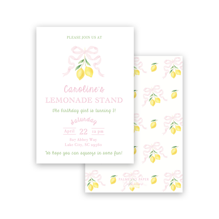 Lemonade Stand Birthday Invitation