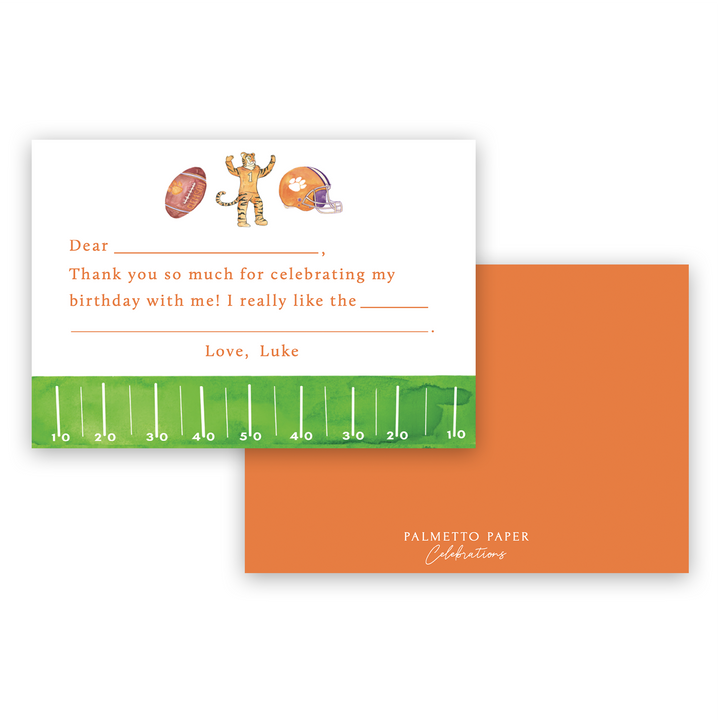 Tigers Football Fill-In Flat Notecards