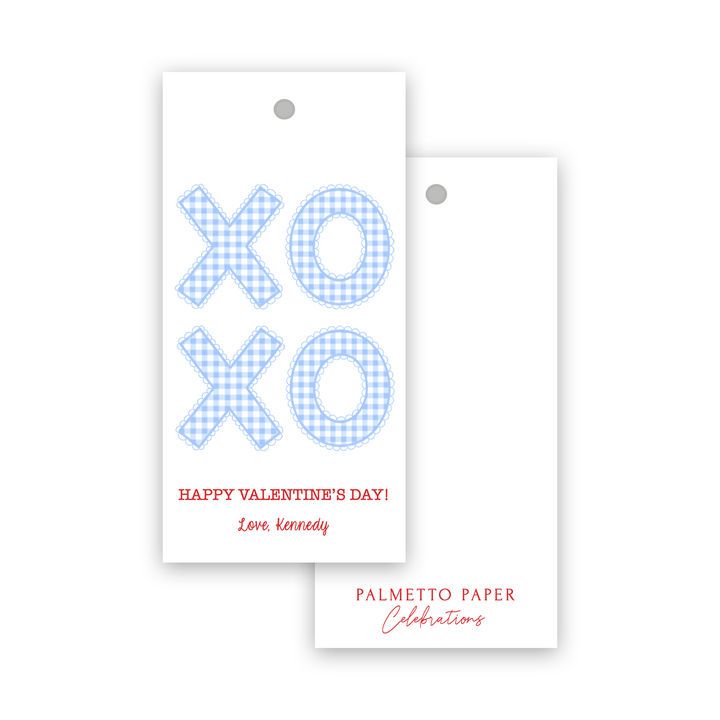 Blue Gingham XOXO Gift Tag