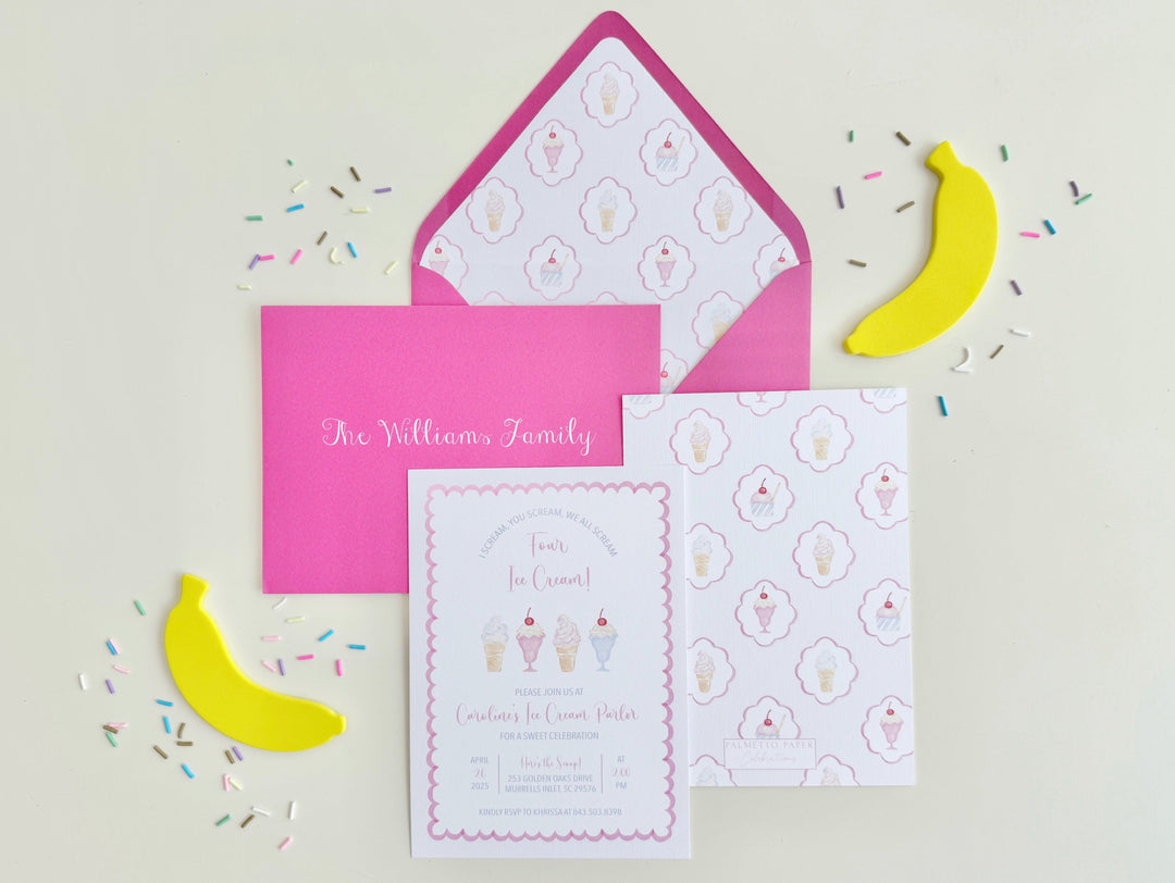 We All Scream FOUR Ice Cream Birthday Invitation