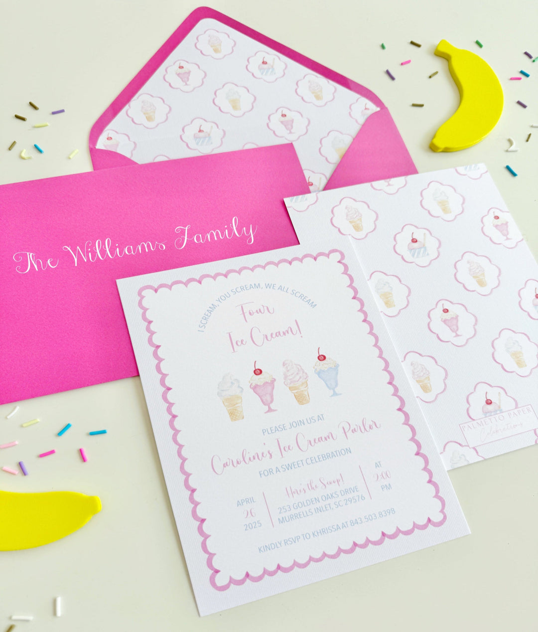 We All Scream FOUR Ice Cream Birthday Invitation