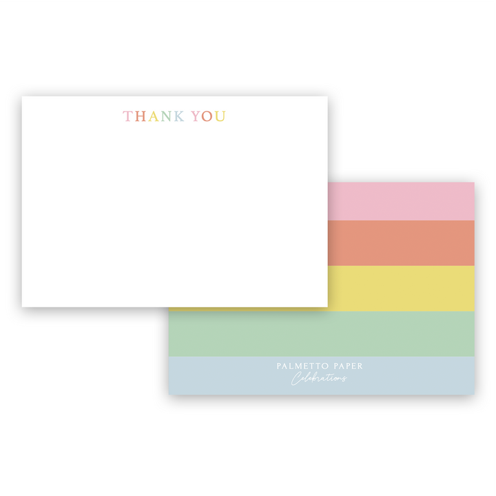 Rainbow Stripe Thank You Notecards