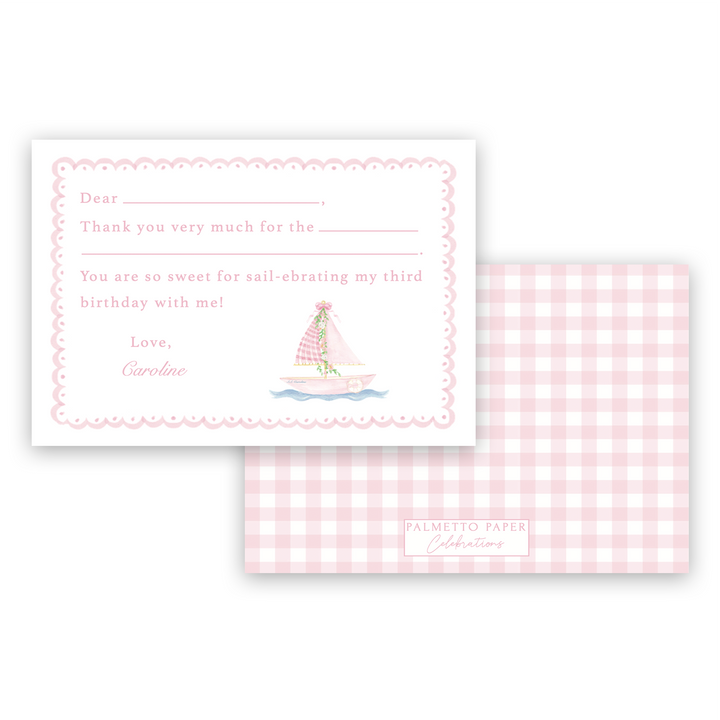 Sailboat Fill-In Flat Notecards - Pink